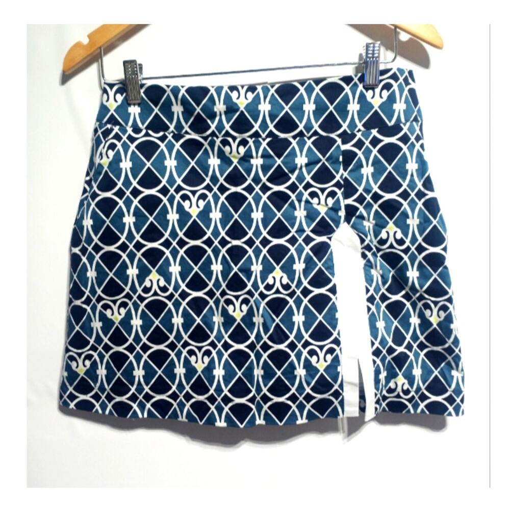 Lija Ladies NWOT Golf Skort Blue, White Hint Of Yellow Patterned Size 6 Activew…